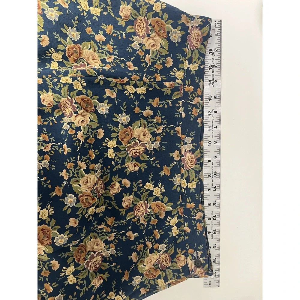 Vtg Liz Claiborne LizSport Blue Floral Maxi Skirt sz 16 Rose Tiered 90s Fairy‎ - Picture 10 of 10